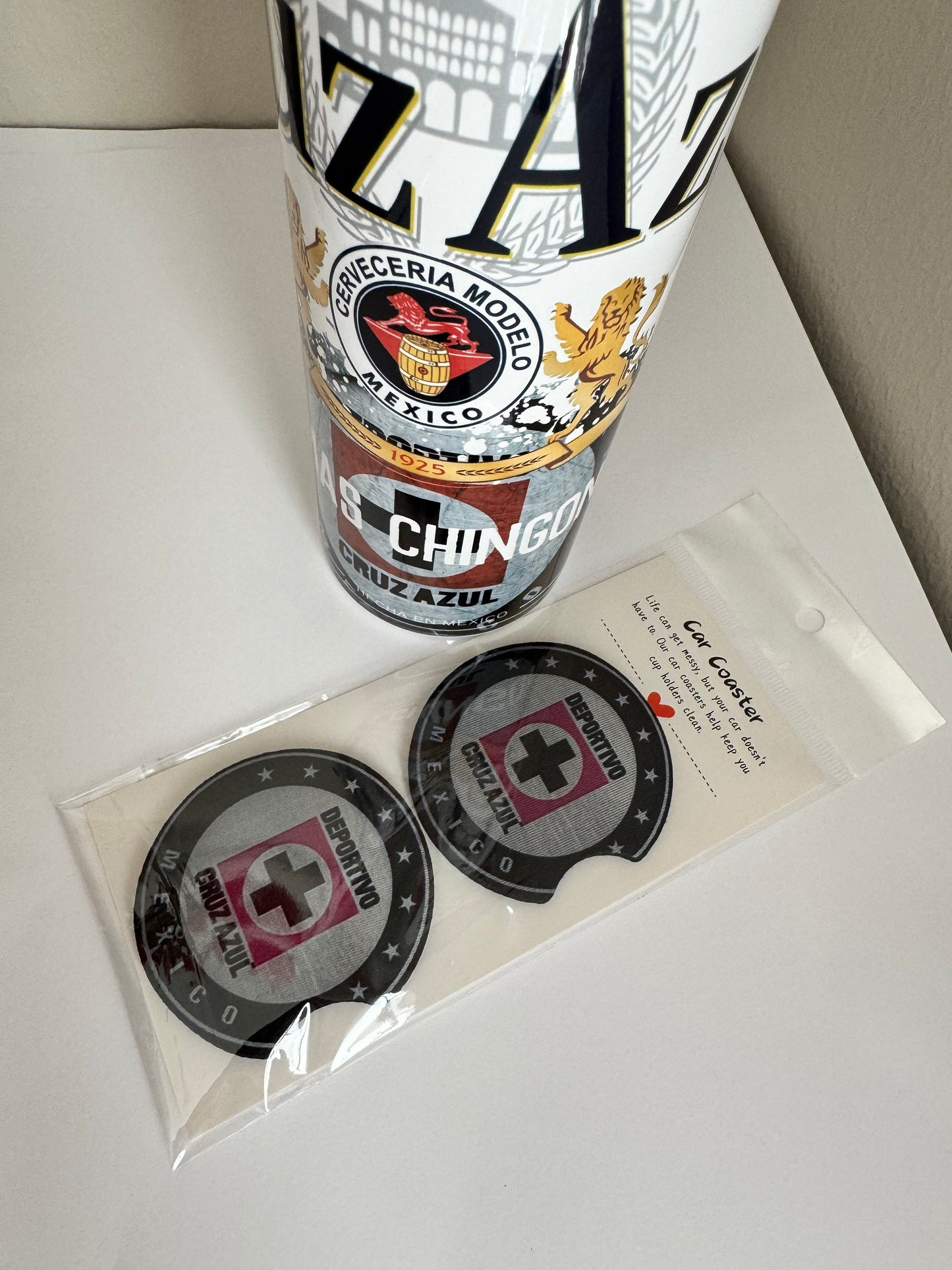 CRuz Azul MODELO 20OZ Cup and 2 coasters