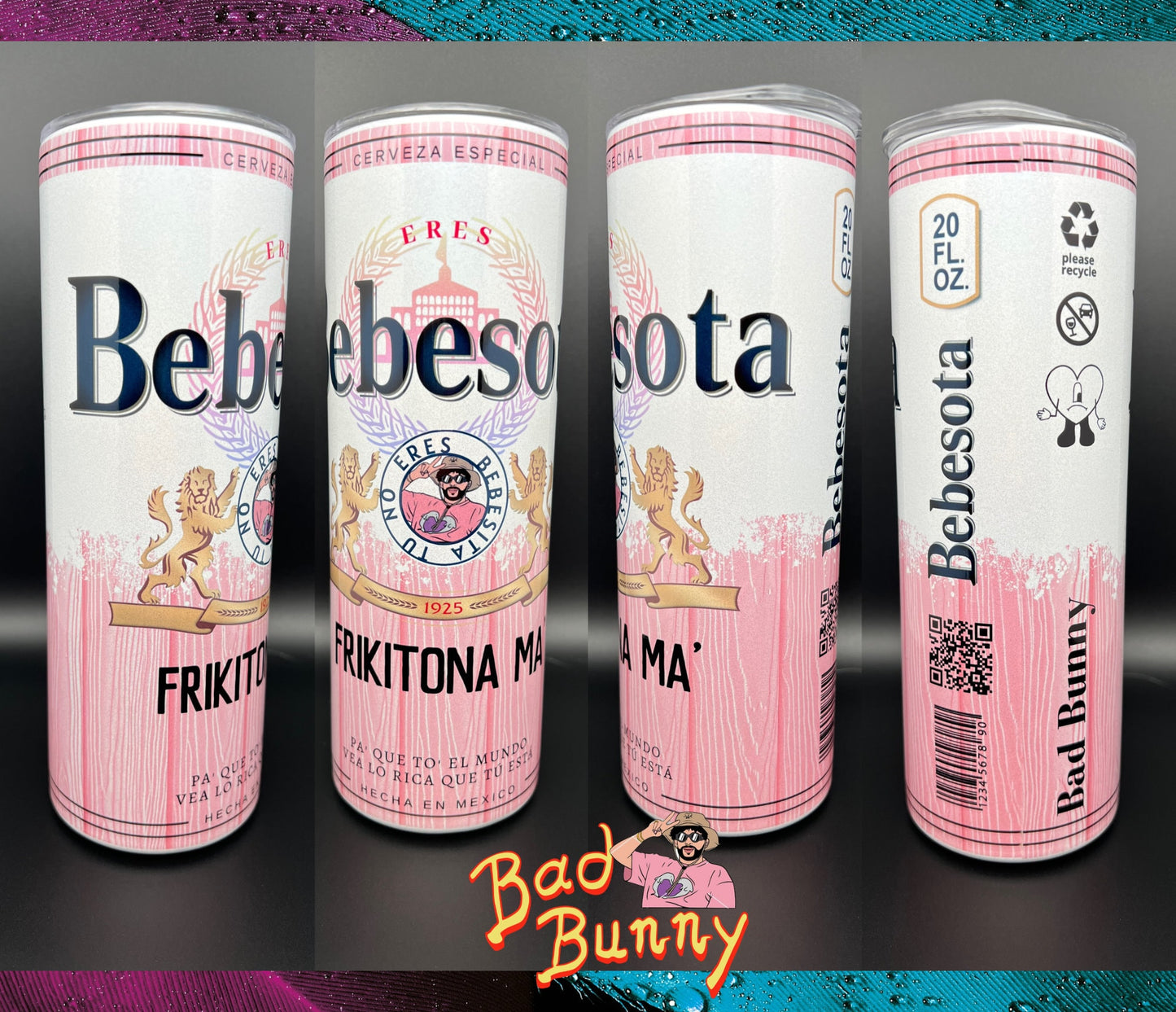 Bad Bunny BEBESOTA Modelo 20oz Tumbler cup, Bad bunny gift, bad bunny best seller CUP ONLY bag is sold separately.