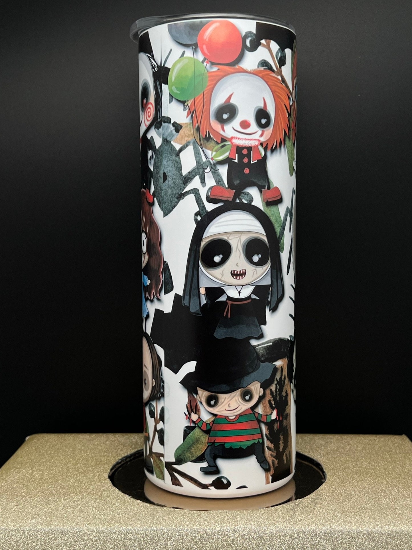 CUTE Horror Tumbler 20oz Stainless Steel Water-bottle, horror gift, spooky, Halloween gift, horror movie, scary gift, best seller