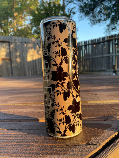 CAFECITO Y CHISME 20oz Tumbler Cup Gold and Black