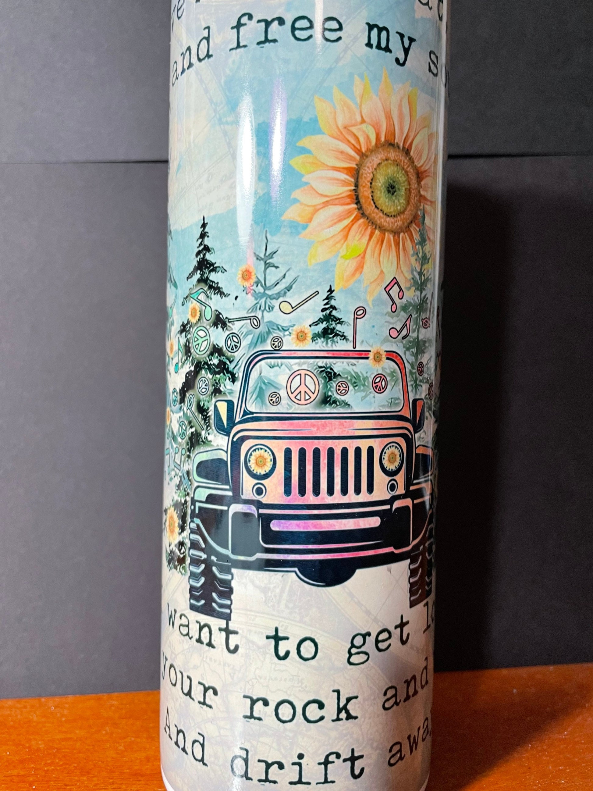 Jeep 20oz Tumbler "Drift Away" Uncle Kracker Spotify Scan Code, offroad, Jeep Life, 4x4 gift, best seller Jeep tumbler