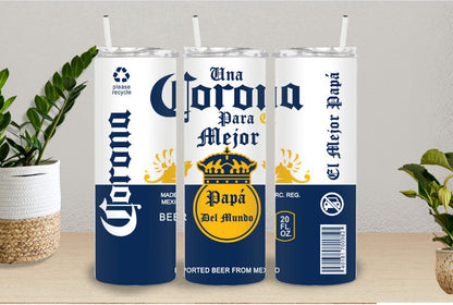 Corona Para El Mejor PAPA 20oz Tumbler Cup  - 20OZ Dia del Padre Vaso Termo Regalo, Tumbler cup for fathers day gift.