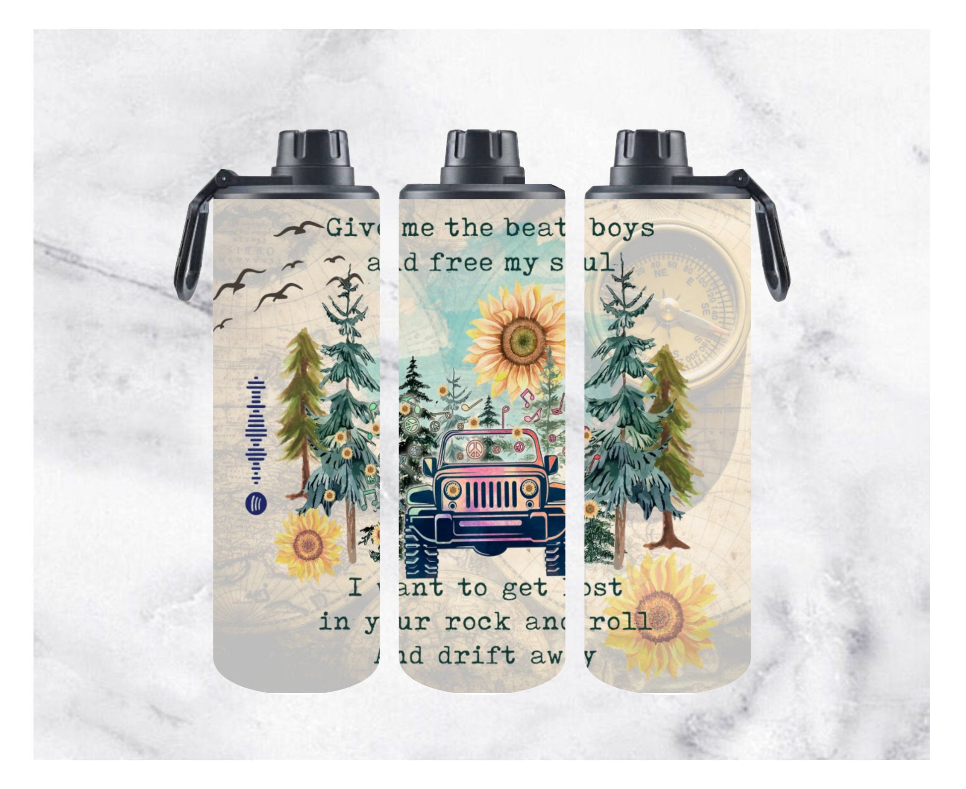 Jeep 20oz Tumbler "Drift Away" Uncle Kracker Spotify Scan Code, offroad, Jeep Life, 4x4 gift, best seller Jeep tumbler