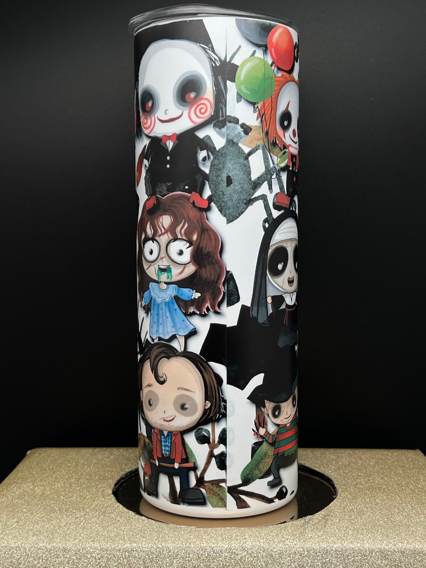 CUTE Horror Tumbler 20oz Stainless Steel Water-bottle, horror gift, spooky, Halloween gift, horror movie, scary gift, best seller