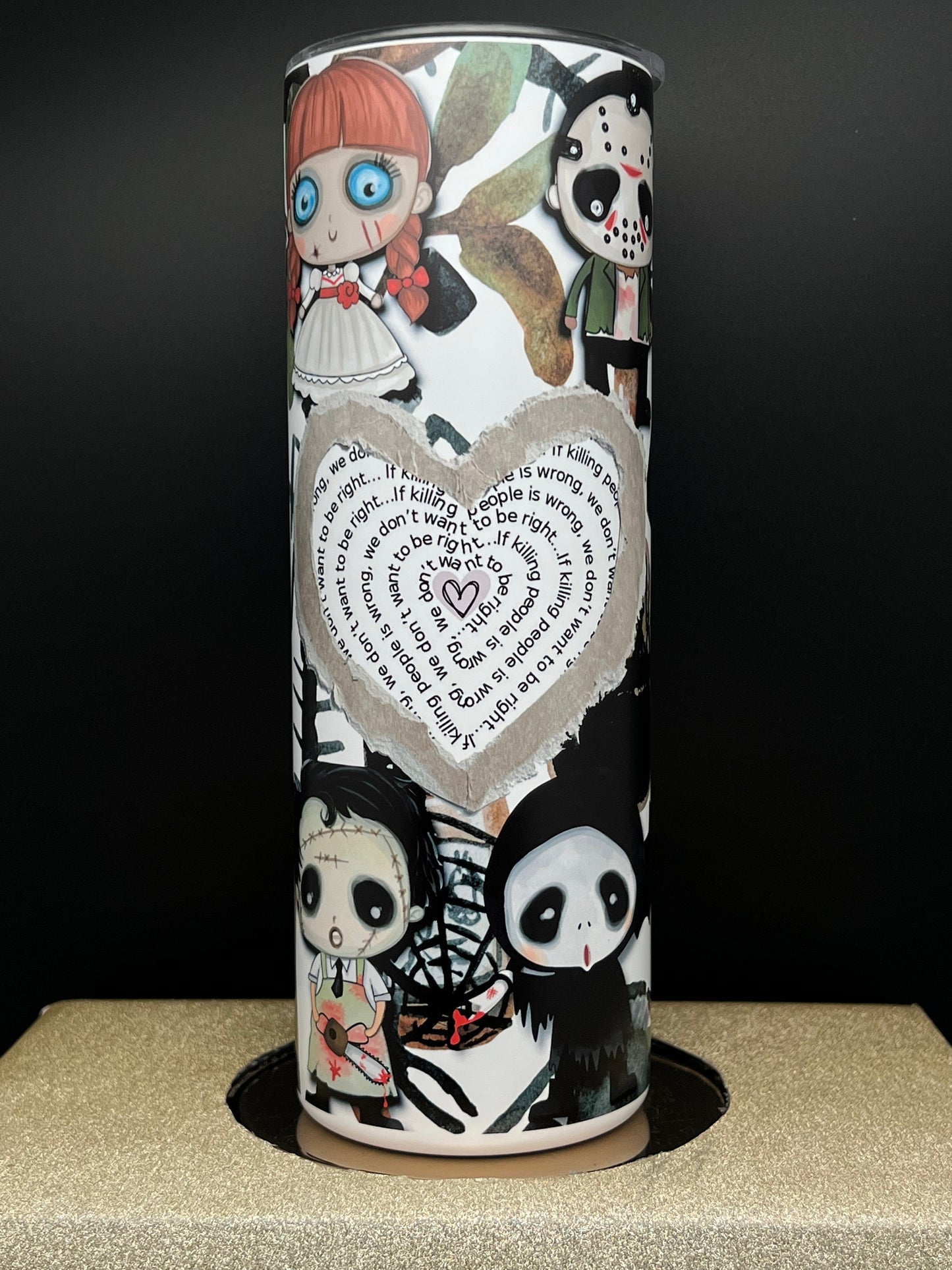 CUTE Horror Tumbler 20oz Stainless Steel Water-bottle, horror gift, spooky, Halloween gift, horror movie, scary gift, best seller