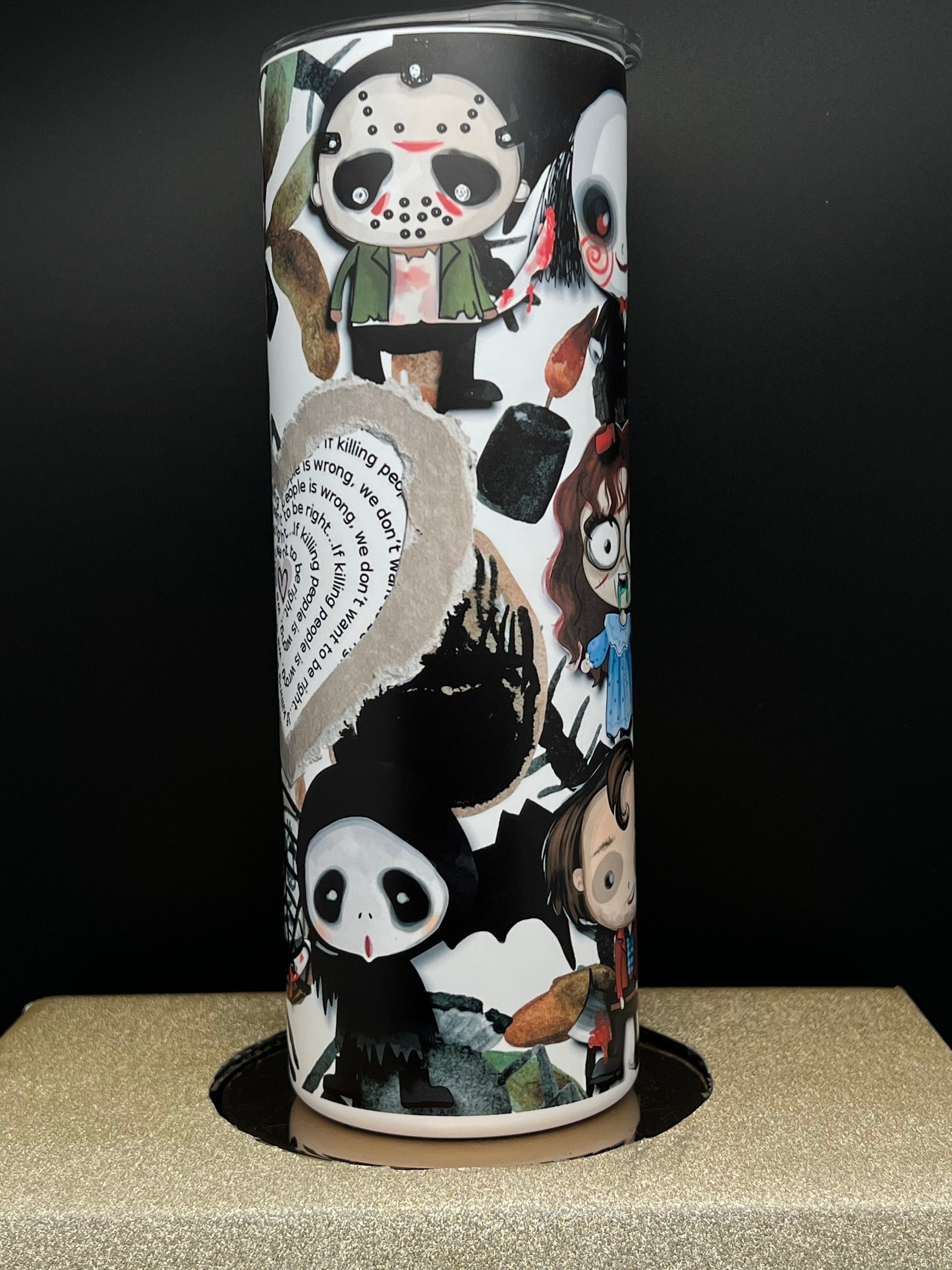 CUTE Horror Tumbler 20oz Stainless Steel Water-bottle, horror gift, spooky, Halloween gift, horror movie, scary gift, best seller
