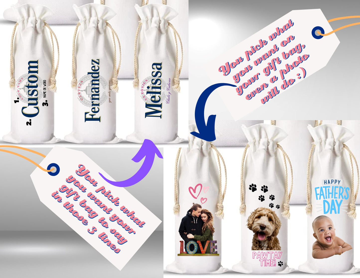 GIFT BAG for one tumbler cup,  custom gift bag, personalizada, gift bag