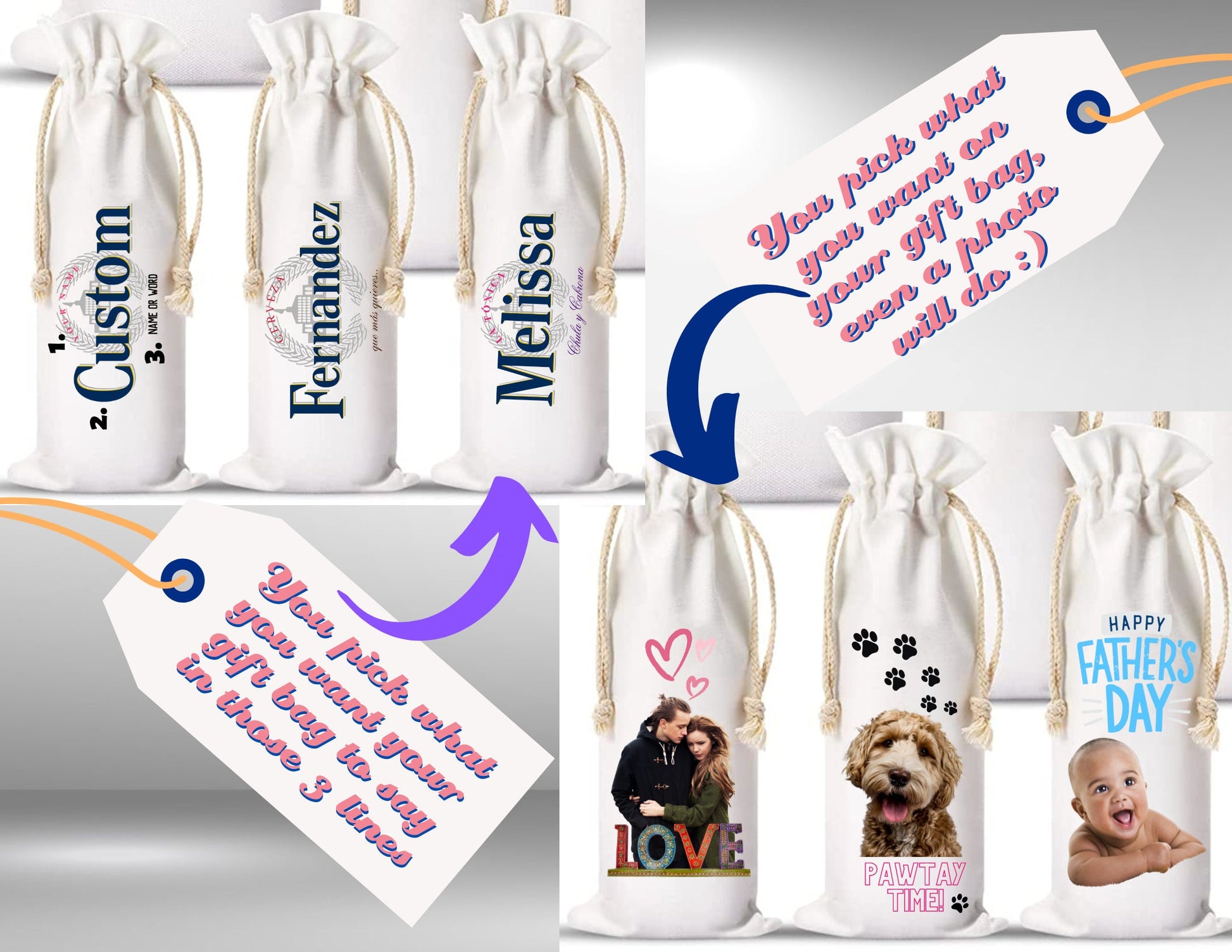 GIFT BAG for one tumbler cup,  custom gift bag, personalizada, gift bag