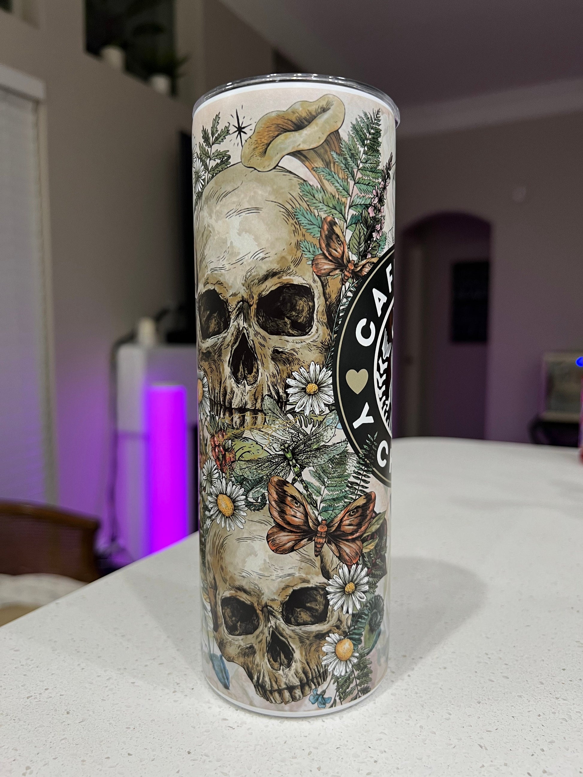CAFECITO Y CHISME 20oz Tumbler Cup Skeleton Pattern, chingona, cabrona, chismosa, cup, Toxica themed, cafecito y chisme termo