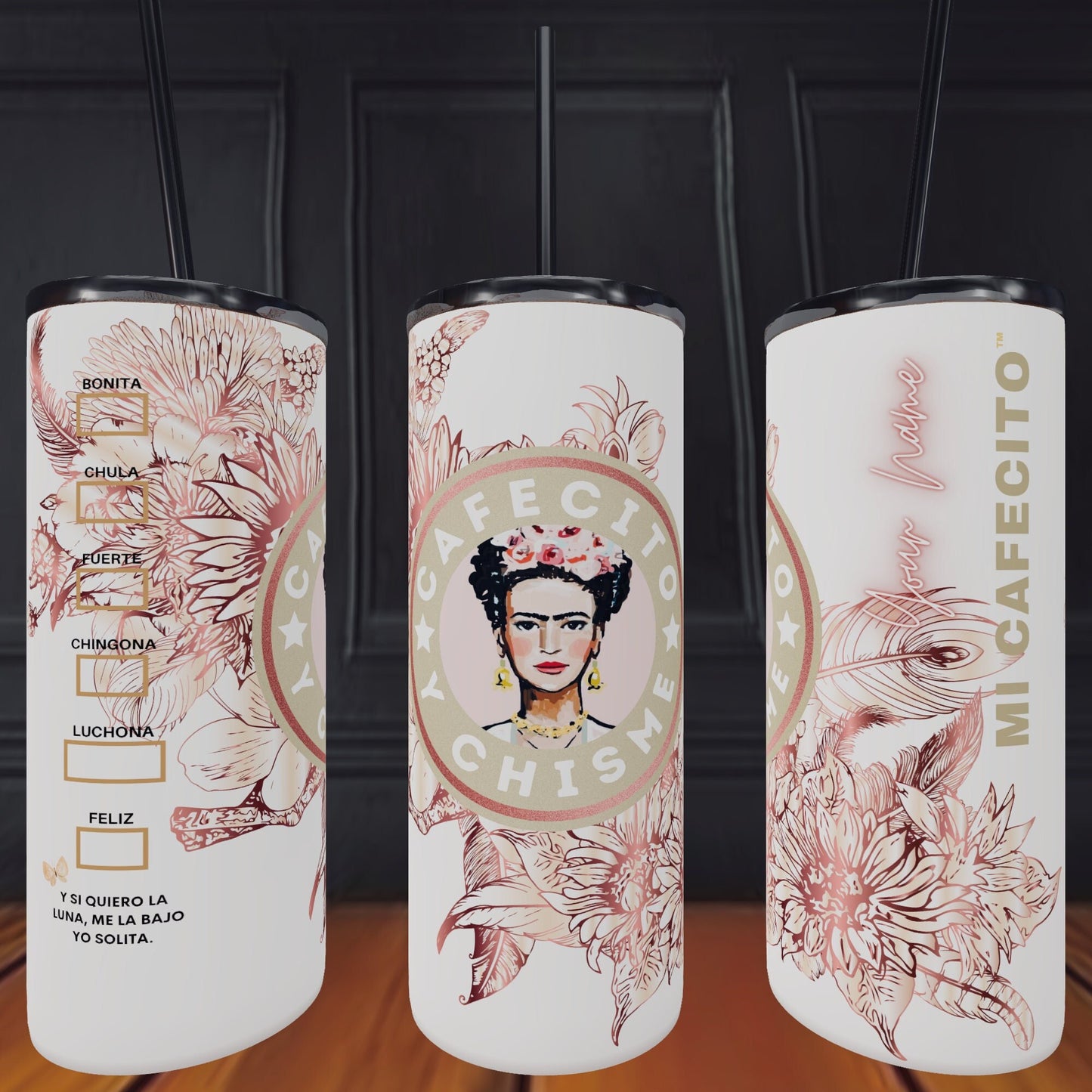 CAFECITO Y CHISME 20oz Tumbler Cup Colorful Pattern, chingona, cabrona, chismosa, cup, Mexico themed, cafecito y chisme termo