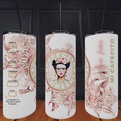 CAFECITO Y CHISME 20oz Tumbler Cup Colorful Pattern, chingona, cabrona, chismosa, cup, Mexico themed, cafecito y chisme termo